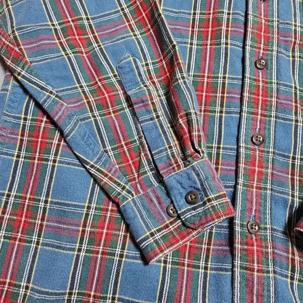 L.L. Bean Flannel Shirt Men S Plaid Long Sleeve Button Front